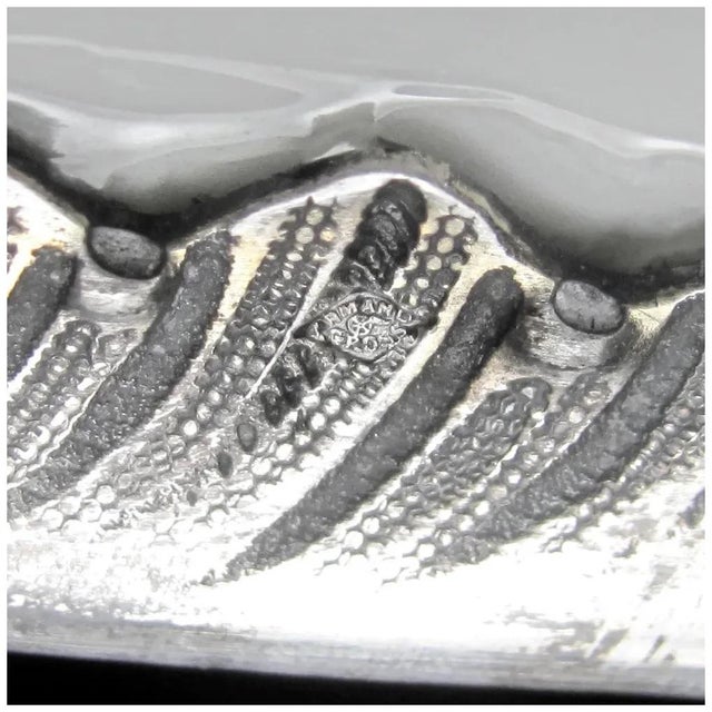 Antique French Sterling Silver & Continental Porcelain Bowl Hand Painted Flowers Gilt Scalloped Rim For Sale - Image 9 of 11