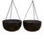 1960's Architectural Gainey Pottery Mid Century Modern Black Ceramic Hanging Swag Garden Planter Bowls - Set of 2 For Sale