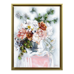 Pears & Pink - Framed Abstract Expressive Botanical Floral Still Life Original Artwork by Kellie Newsome