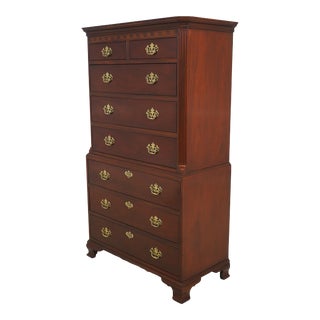 Baker Chippendale Style Mahogany Tall Chest of Drawers For Sale