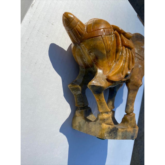 Mustard Vintage Chinese Carved Marble Horse Statue For Sale - Image 8 of 9