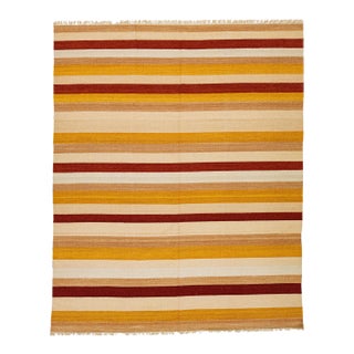 2020s Modern Kilim Handmade Multicolor Geometric Wool Rug For Sale