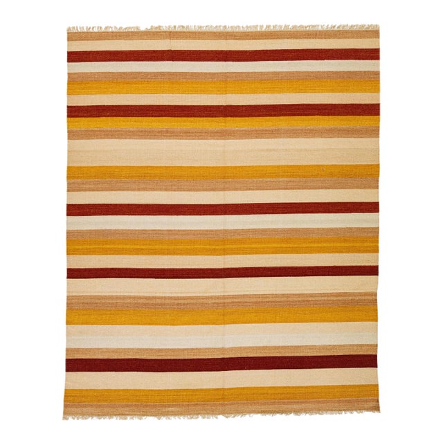 2020s Modern Kilim Handmade Multicolor Geometric Wool Rug For Sale