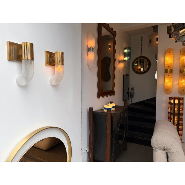 Brass Sconces Murano Glass by Aldo Nason for Mazzega, Italy, 1970s, Set of 8 For Sale - Image 12 of 12