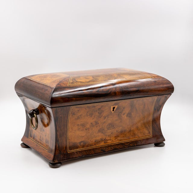 Mid 19th Century Mid 19th Century William IV Dome Top Bombé Box in Burl Walnut With Boxwood Stringing For Sale - Image 5 of 11
