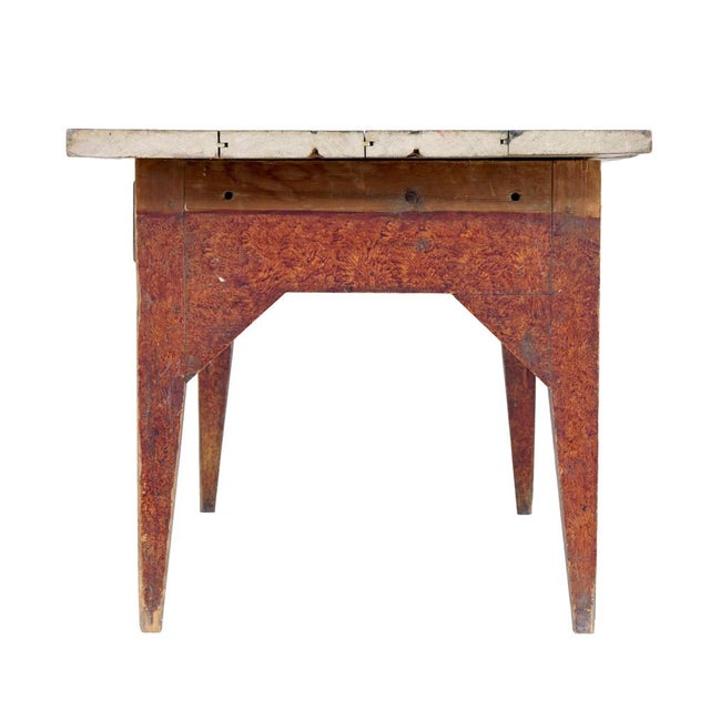 Mid 19th Century Antique Rustic Hand Painted Pine Kitchen Table, 1850 For Sale - Image 5 of 10