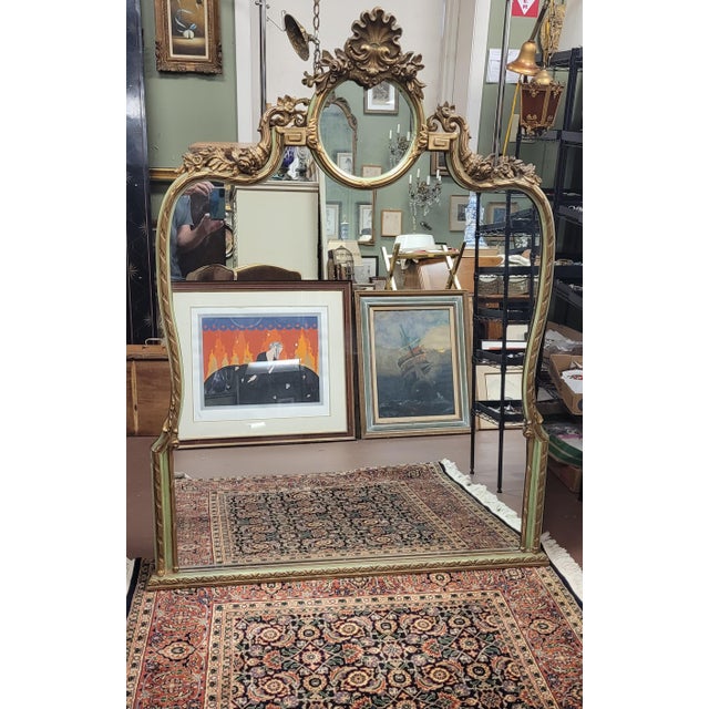 Large Antique French Style Mantel Mirror For Sale - Image 4 of 9