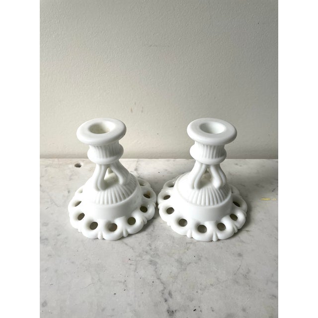 Westmorland Milk Glass Candle Holders Chairish