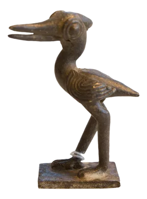 Vintage African Dark Bronze Stork Turning Head
