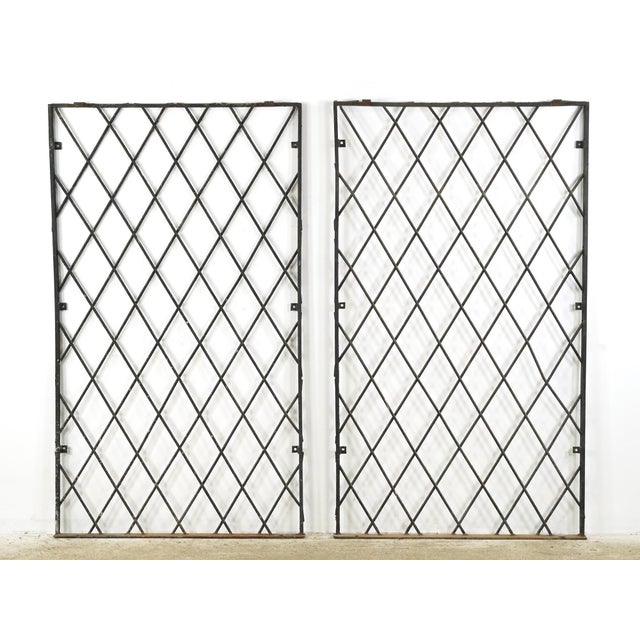 Black Pair of Reclaimed Industrial Wrought Iron Security Panels 36.75 X 64.375 In. For Sale - Image 8 of 9