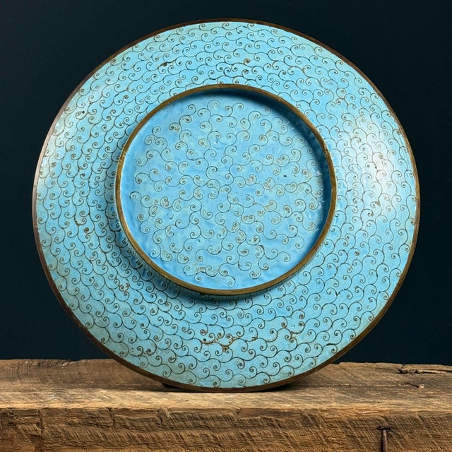 Antique Japanese Cloisonné Turquoise Enamel Plate, Meiji Period (1868-1912) For Sale In Philadelphia - Image 6 of 8