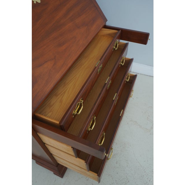 Wood Henkel Harris Cherry Chippendale Style Secretary Desk For Sale - Image 7 of 18