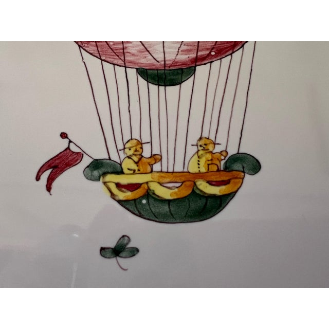 Ceramic 1990s French Country Pierre Deux Hot Air Balloon Handpainted Platter by Segries Moushers For Sale - Image 7 of 18