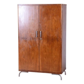 Bauhaus Walnut Wardrobe by Robert Slezak, Czechia, 1930s For Sale