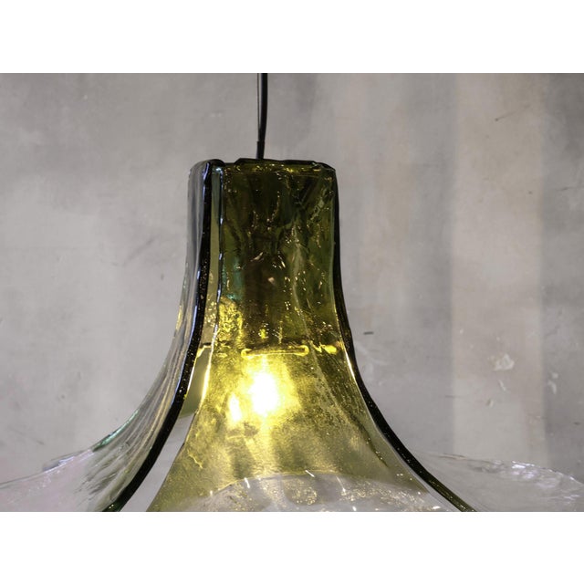 Flower-Shaped Green Murano Glass Hanging Lamp, 1960s For Sale - Image 11 of 12