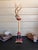 1910s Baroque Curiosity Cabinet Vintage Trophy Antlers W Gilded Column & Specimen Gems For Sale - Image 5 of 14