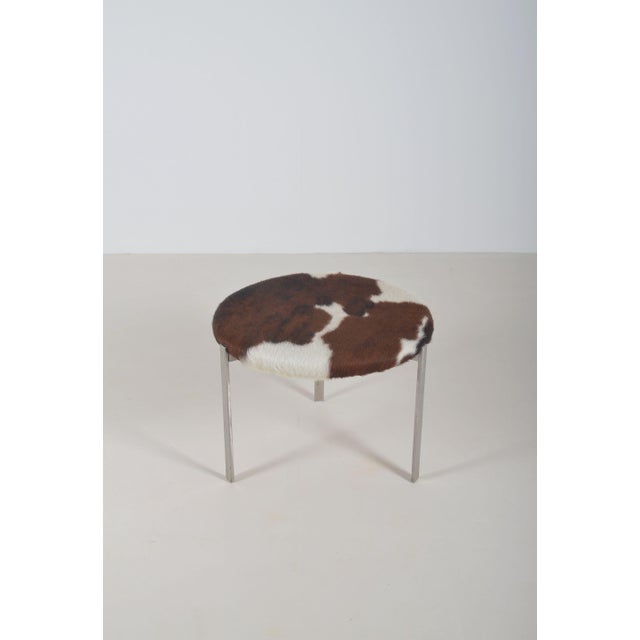 Brown Danish Stool with Cowhide Seat For Sale - Image 8 of 8