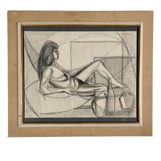 Marceau Constantin, Cubist Figural Study, Nude, Charcoal For Sale
