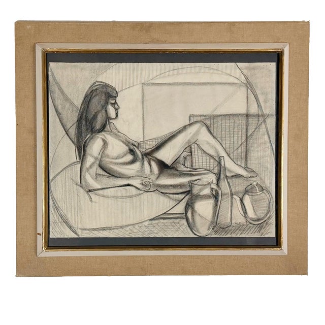 Marceau Constantin, Cubist Figural Study, Nude, Charcoal For Sale