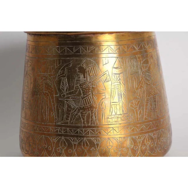 Brass Hand Etched Egyptian Brass Vessel Jardiniere, 19th Century For Sale - Image 8 of 13