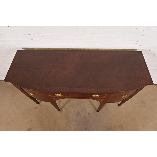 1980s Baker Furniture Federal Inlaid Mahogany Sideboard Credenza, Newly Refinished For Sale In South Bend - Image 6 of 15