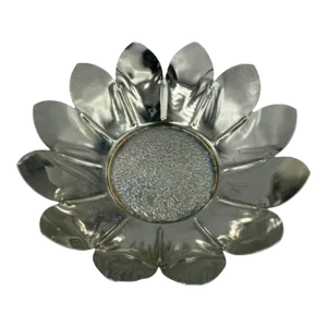 Vintage Lotus Flower Candy Bowl Trinket Dish Silver Plated Floral Gift Decor