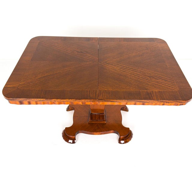 1950s Swedish Modern Pedestal Coffee Table in Figured Oak, 1940s For Sale - Image 5 of 7