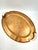 Vintage Italian Hollywood Regency Oval Statement Size Brass Tray With Faux Boar Tusk Handles and Cross Strap Trim For Sale - Image 14 of 16