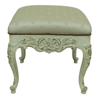 French Style Square Paint Decorated Ottoman or Stool For Sale