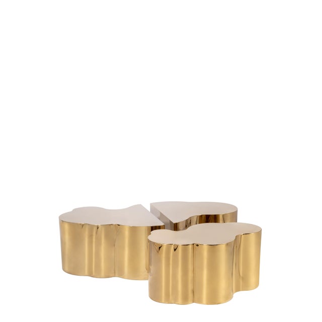 Gold The New Set of 2 Luca Coffee Tables in Gold With Acrylic Top For Sale - Image 8 of 10