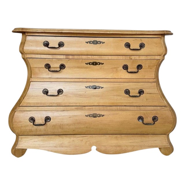 A Sculptural Dutch Bombe Commode in Bleached Maple For Sale