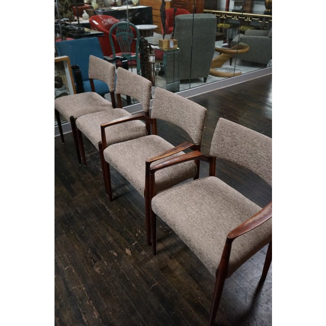 Mid-Century Modern 1950s Set of 4 Danish Rosewood "Madsen" Dining Chairs Attributed to Aksel Bender For Sale - Image 3 of 15