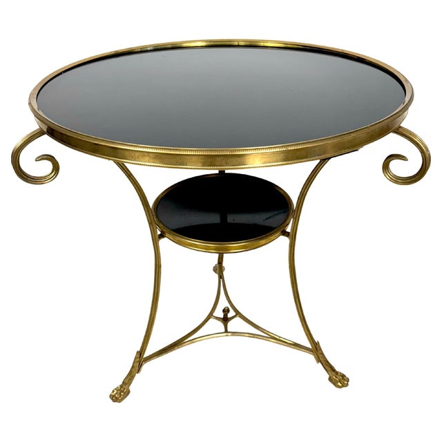 Black 19th Century French Brass and Black Marble Gueridon Table For Sale - Image 8 of 18