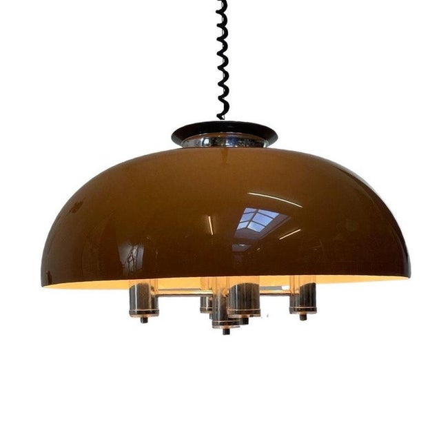 Italian Brown Acrylic Pendant Light with Rollycord from Giannelli Firenze Luce For Sale - Image 3 of 11