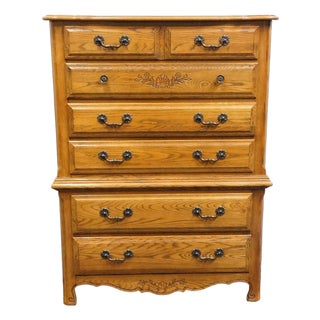 Keller Furniture Solid Oak Country French Style 44" Chest on Chest 4670 For Sale