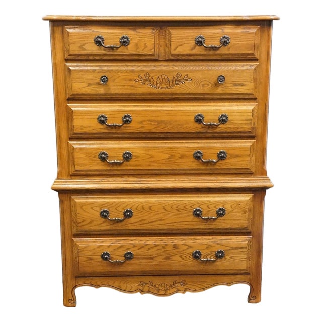 Keller Furniture Solid Oak Country French Style 44" Chest on Chest 4670 For Sale