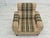 1980s, Danish club chair by Nisbo Horsens. Striped lig brown/ green furniture wool, beech wood legs. Original good...