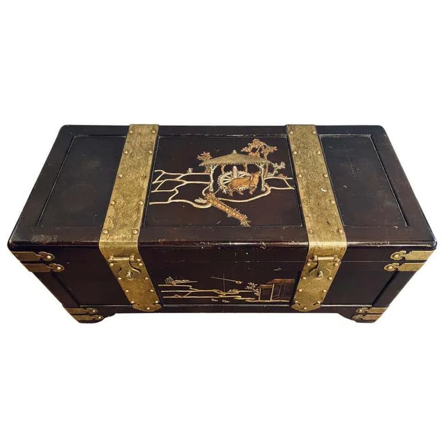 Asian Dowry, Blanket or Storage Chest, Bronze Decorated J. L. George For Sale - Image 13 of 13