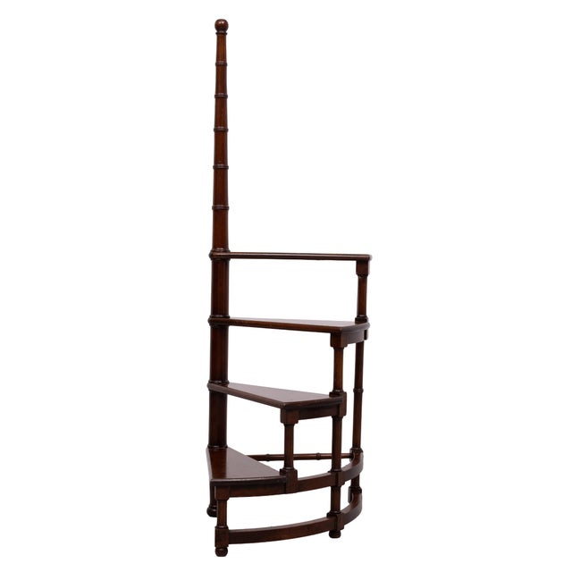 Brown Arthur Brett and Sons Mahogany Library Steps from H. Pander & ZN, England, 1930s For Sale - Image 8 of 12