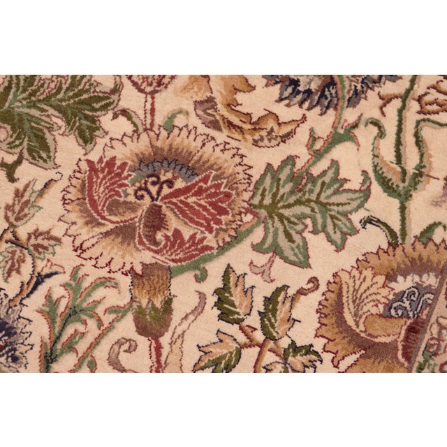 Shabby Chic Floral 1990's Pak-Persian Ivory/Blue Wool Rug - 6'1'' X 9'1'' For Sale - Image 4 of 9