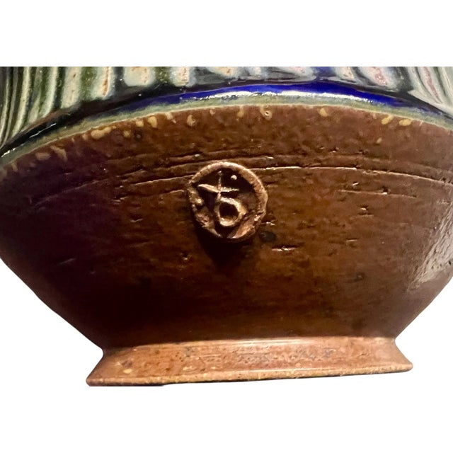 1990s Brad Tucker Cedar Creek Pottery Green Ribbed Bowl-Handmade Nc Studio Art-Glaze For Sale - Image 9 of 9