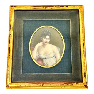 Late 19th Century Antique Miniature Portrait of Beautiful Woman Signed A. Corsi Lalli, Framed For Sale