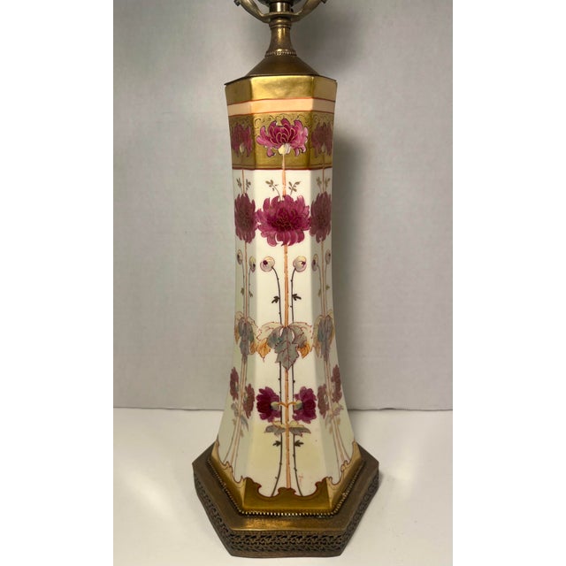 Antique Pickard Hand-Painted Porcelain Table Lamp by Max Klipphahn (“Rean”), Circa 1905–1910 Offered is a beautiful...