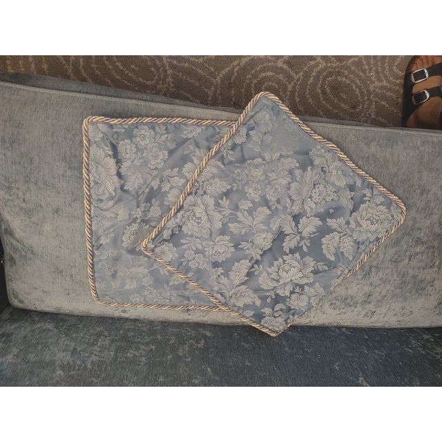 Vintage Down Filled Camelback Sofa - Velvet Silk Upholstery For Sale - Image 9 of 10