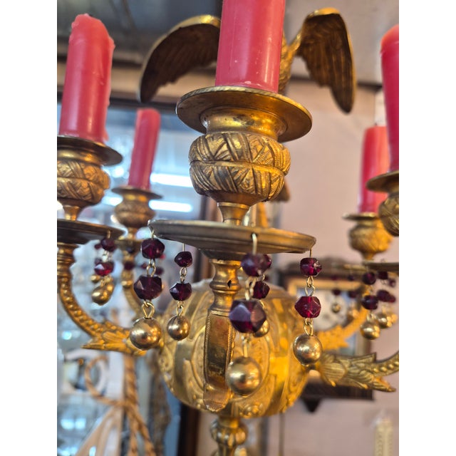 Gothic Early 1800s Gold Gilded Bronze Candle Chandelier For Sale - Image 3 of 11