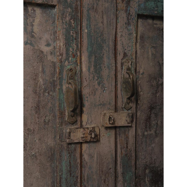 Late 20th Century Distressed Turquoise Sideboard With Interior Shelving For Sale - Image 5 of 6