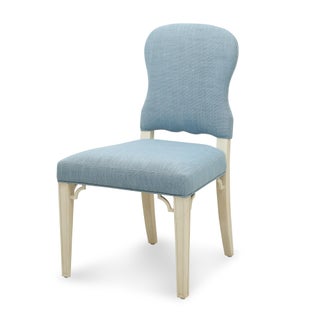 Bunny Williams Home Sienna Dining Chair Alpine White with Aegean Upholstery For Sale