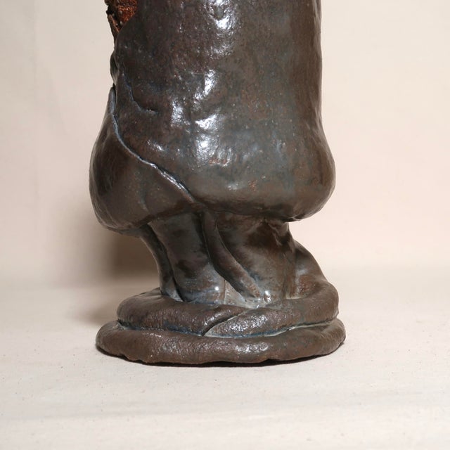 Large Fine Art Hand Built Studio Pottery Sculptural Brutalist Wabi Sabi Earth Tone Vessel For Sale - Image 14 of 17