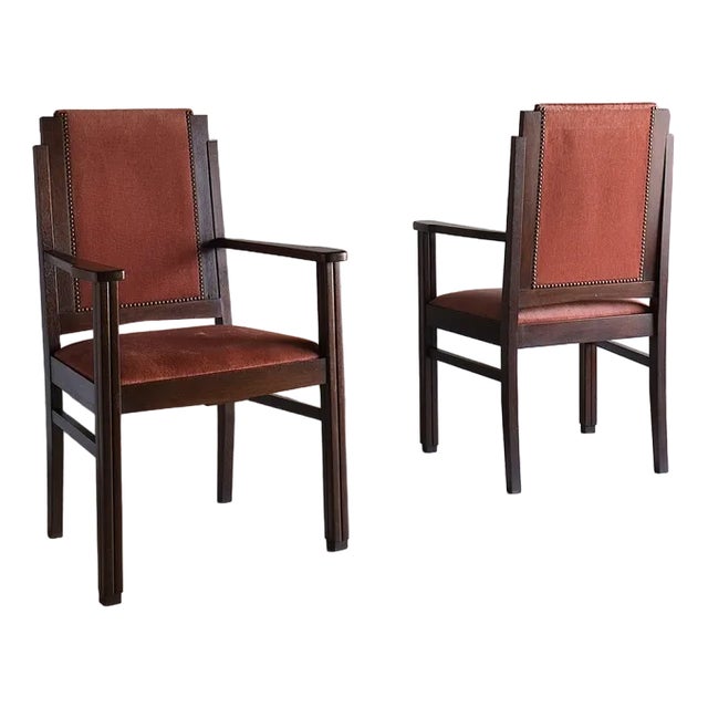 Amsterdam School Oak Armchairs, Netherlands, 1920s, Set of 2 For Sale