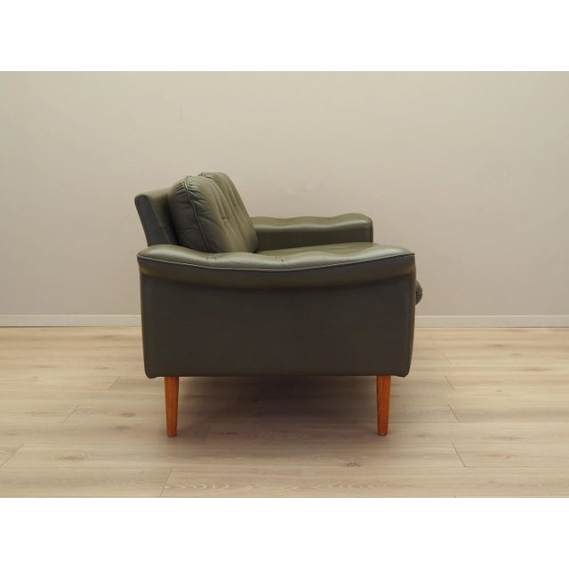 Green Vintage Danish Green Leather Sofa, 1970s For Sale - Image 8 of 18